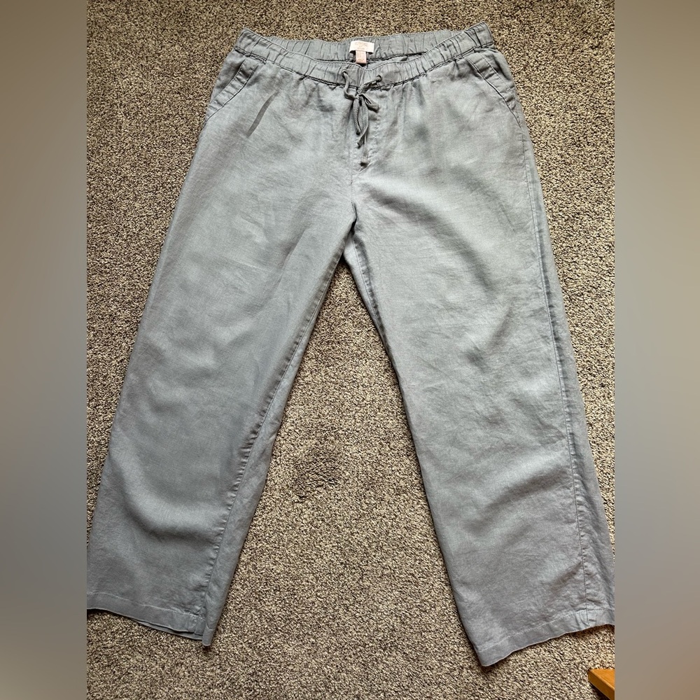 St Tropez Linen Gray Casual Wide Leg Pants Effortless, casual natural ma…